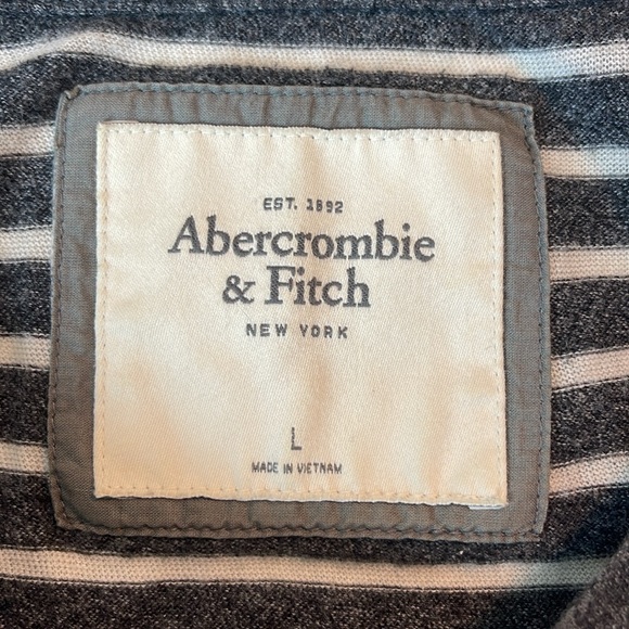 💚5 for $25 Abercrombie &Fitch Raglan Striped Gray Long Sleeve Women’s Size Large - Picture 2 of 12
